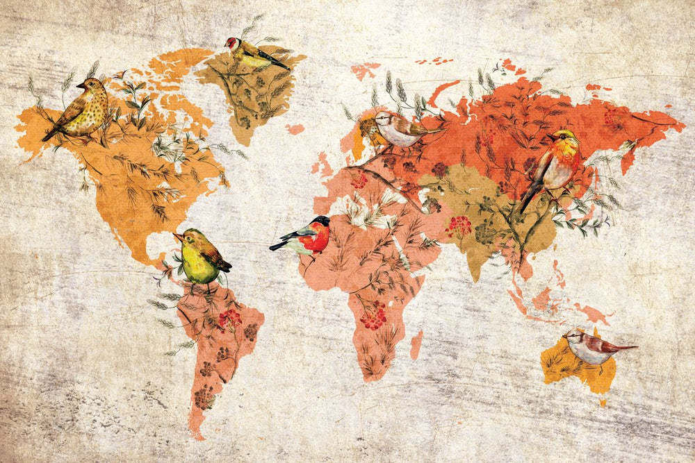 Autumn Birds World Map