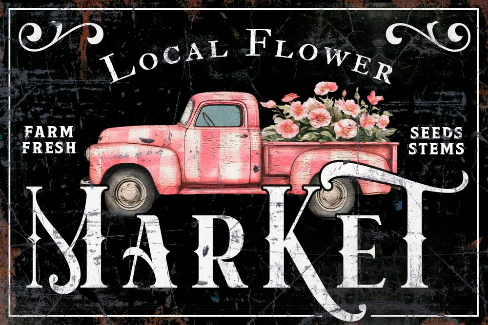 Local Flowers Market Sign