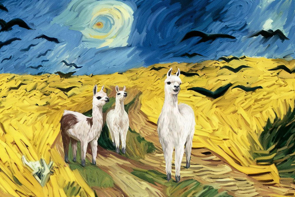 Wheatfield With Crows And Llamas