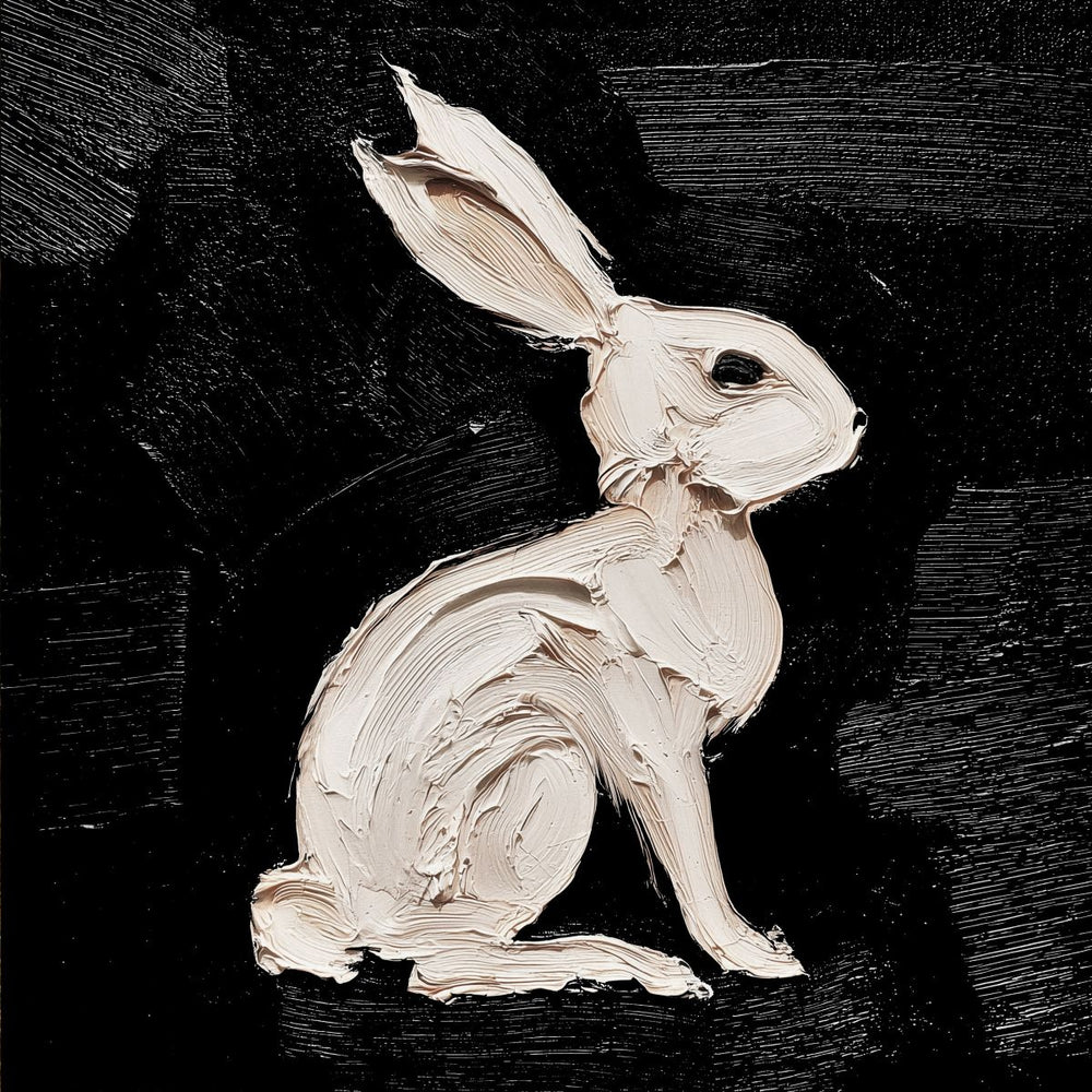 Seated White Rabbit Impasto