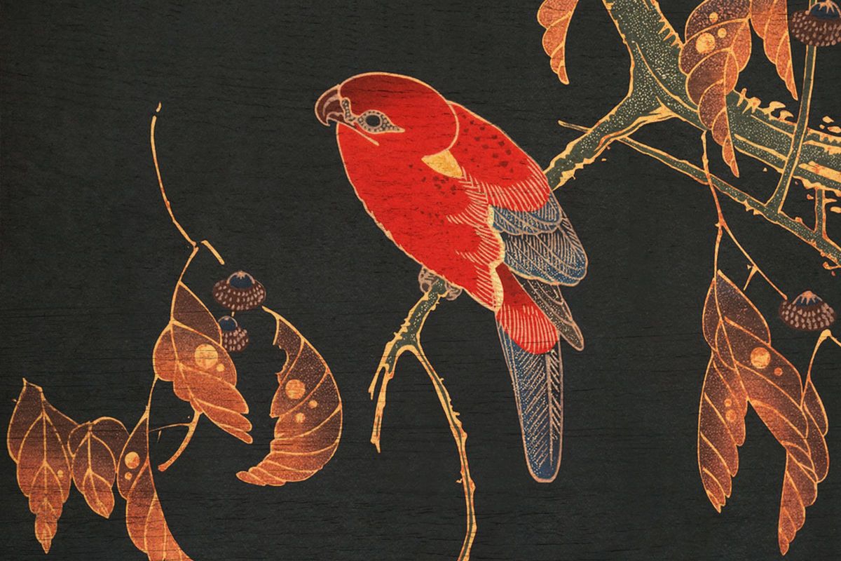 Gilded Parrot On A Branch