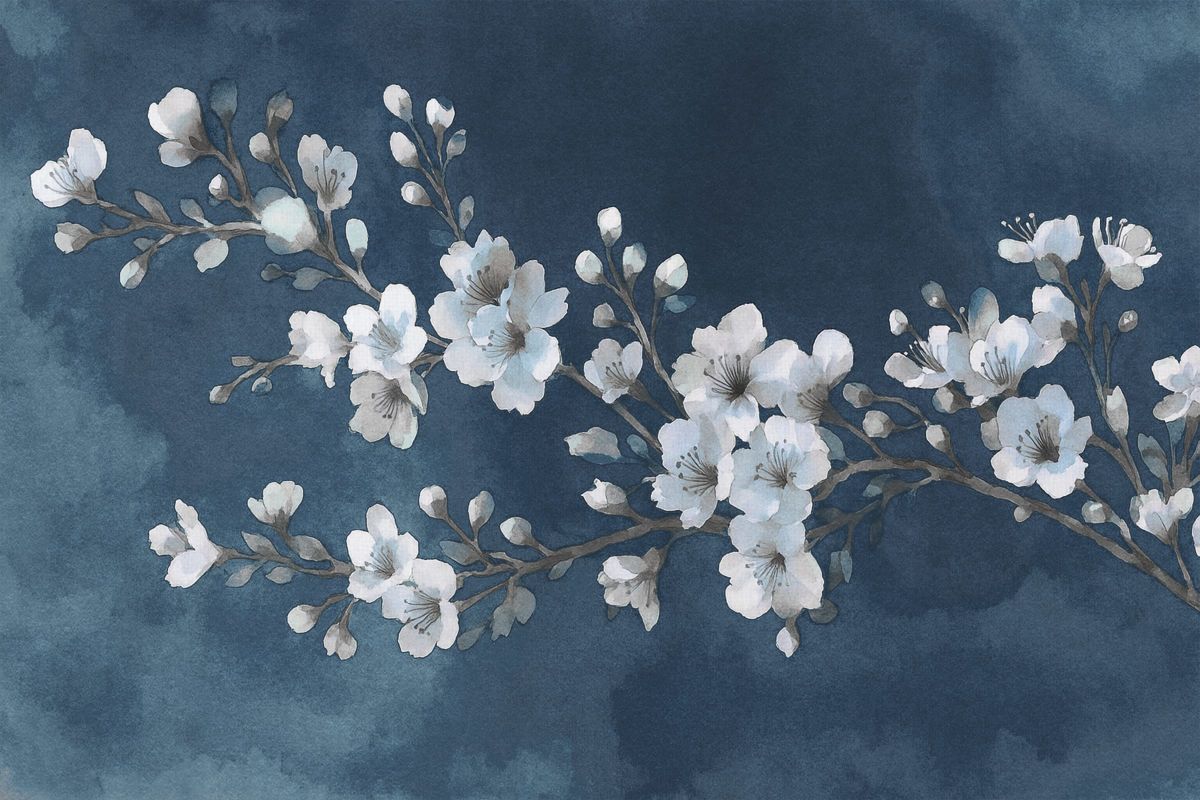 White Sakura At Night
