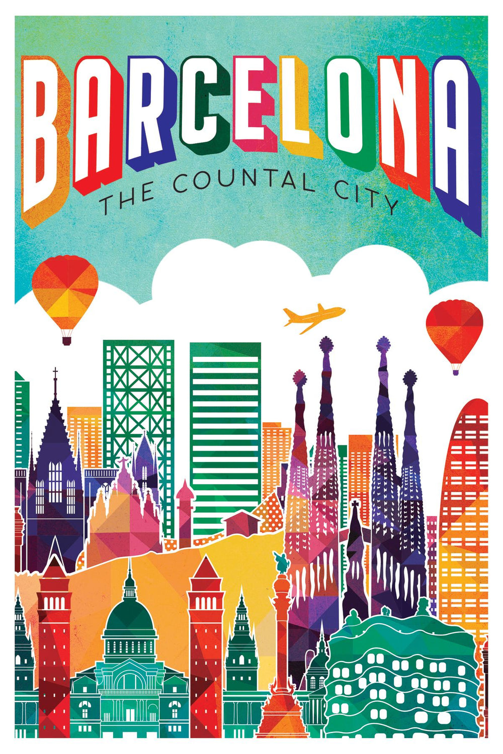 Barcelona Tourism Vintage Poster