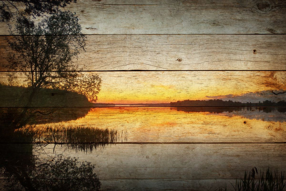 Sunset Marsh On Wood