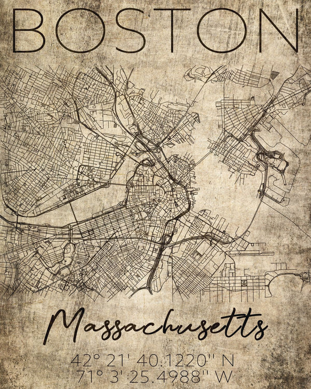 Vintage Boston City Map
