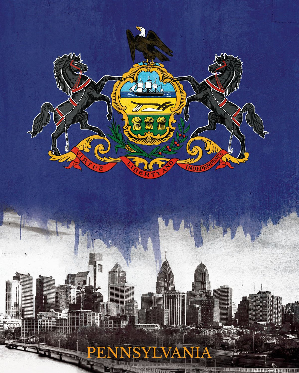 Pennsylvania Flag Over Cityscape
