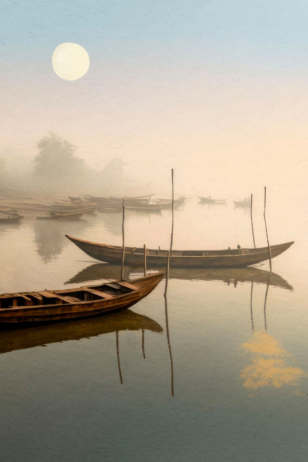 Moonlit Fishing Boats