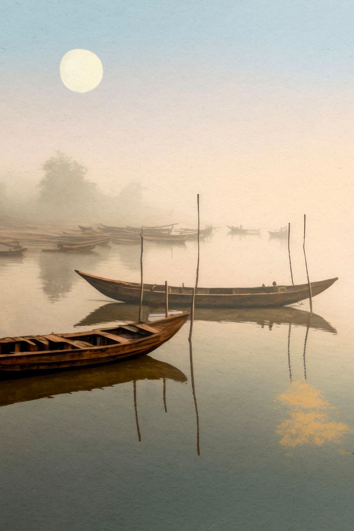 Moonlit Fishing Boats