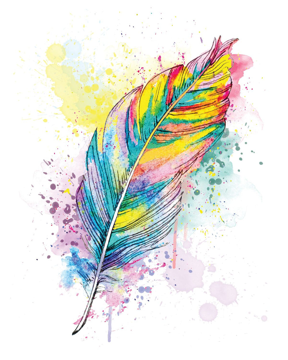Rainbow Feather Splatter
