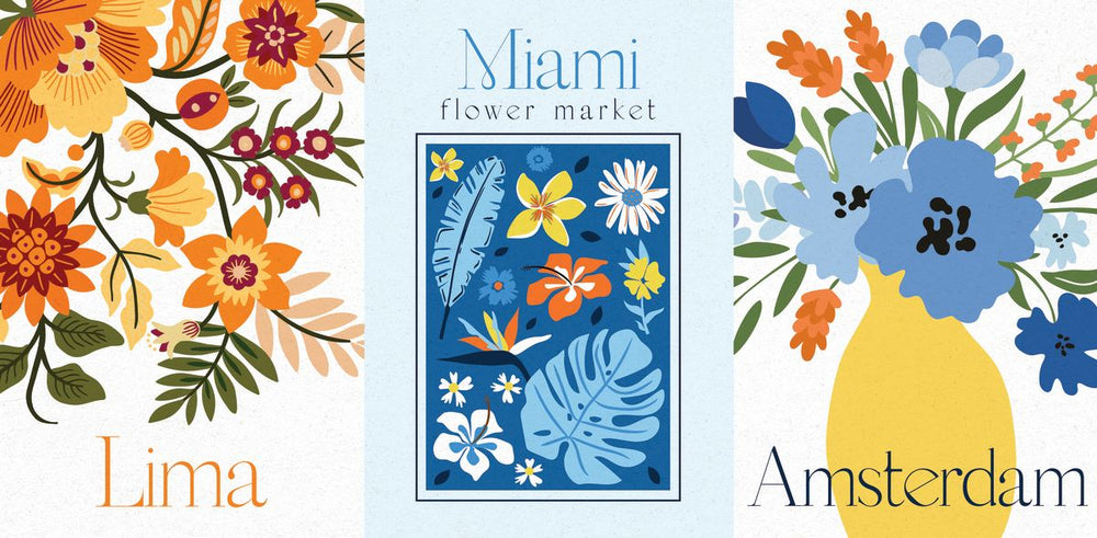 Lima Miami Amsterdam Flower Market Poster