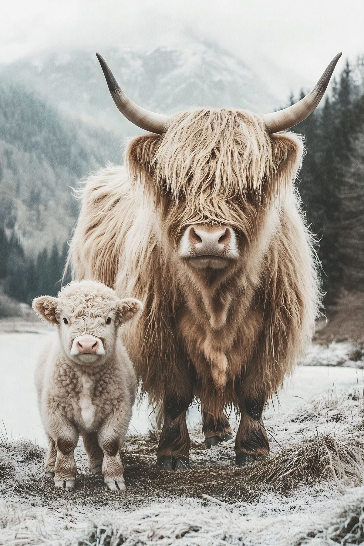 Highland Cow And Calf III