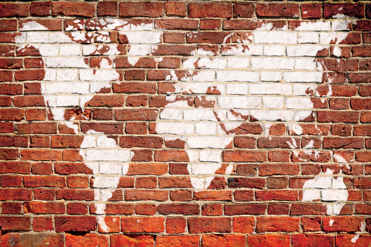 World Map On Bricks