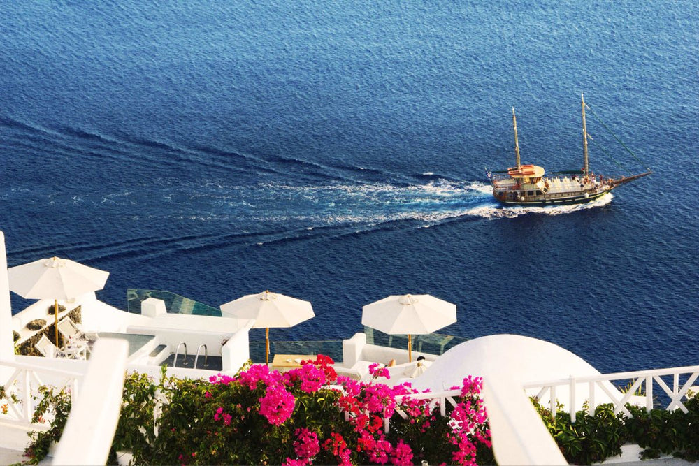 Yacht In The Village Of Oia
