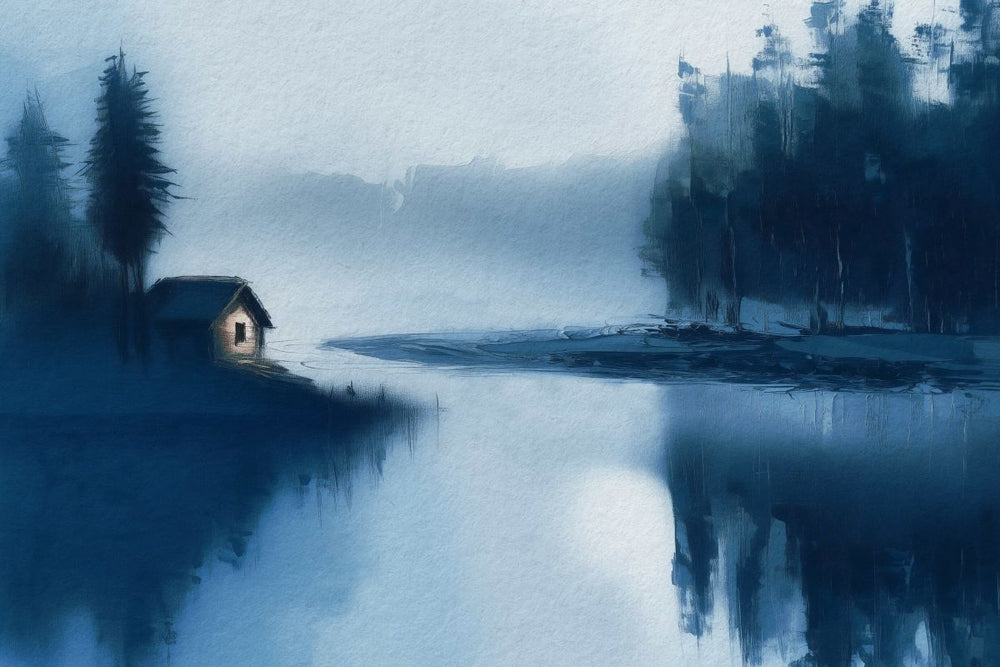 Lone Cabin By The Lake