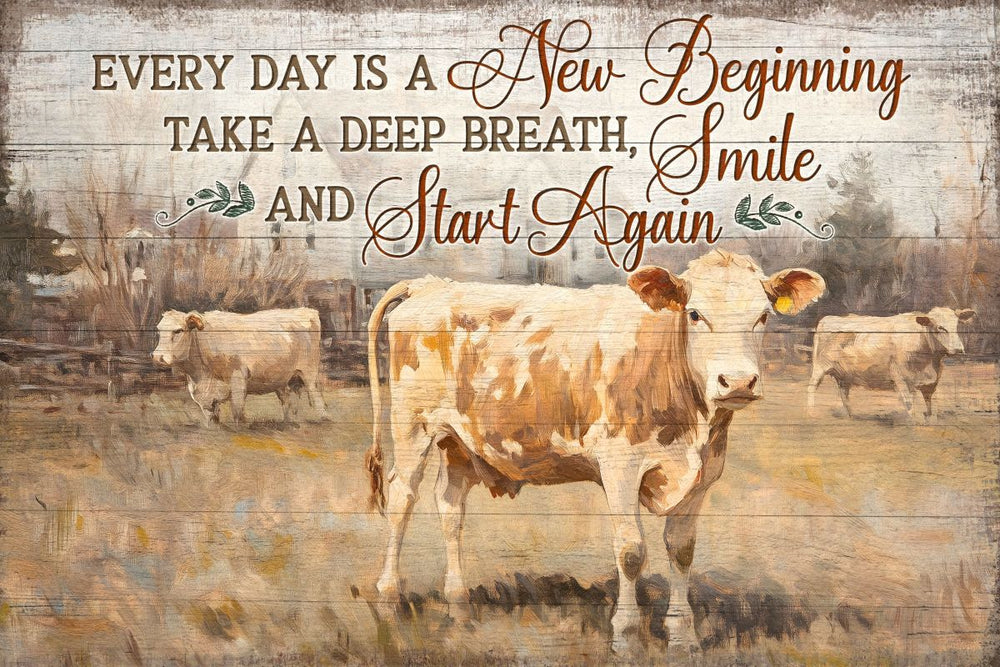 Every Day Is A New Beginning With Cows Wall Art