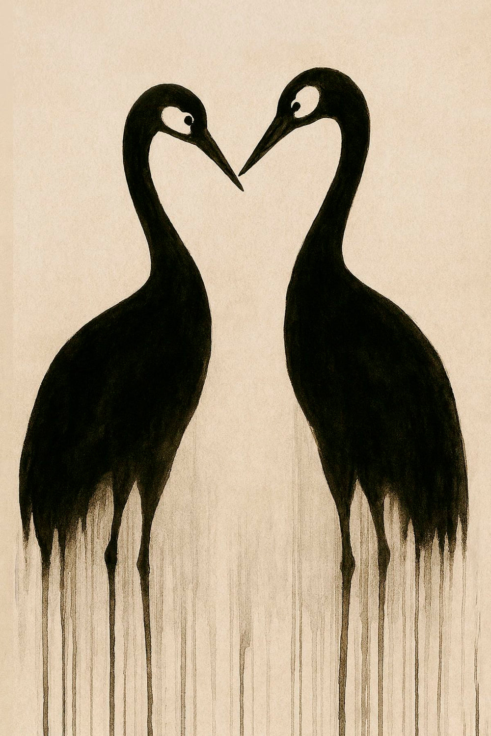 Crane Lovers Silhouette