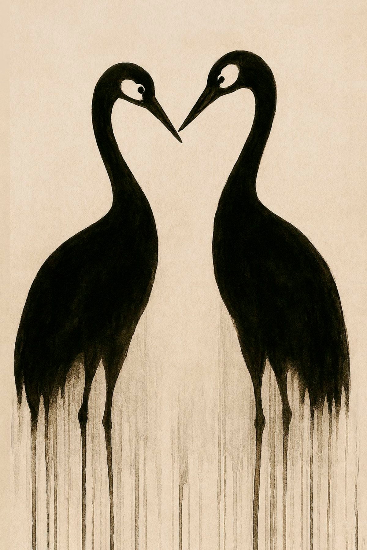 Crane Lovers Silhouette