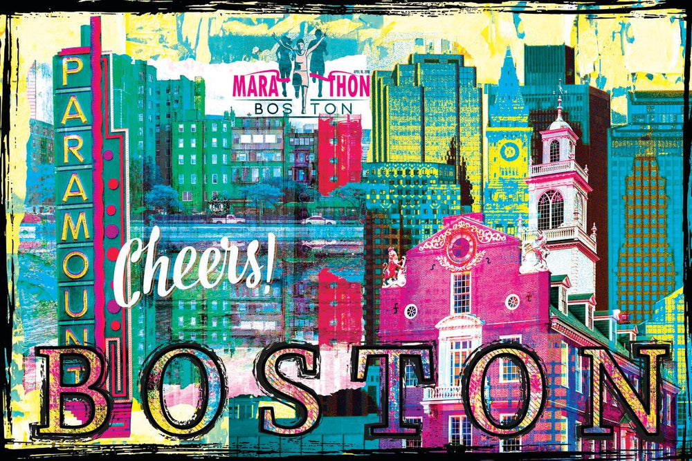 Boston City Landmarks Grunge