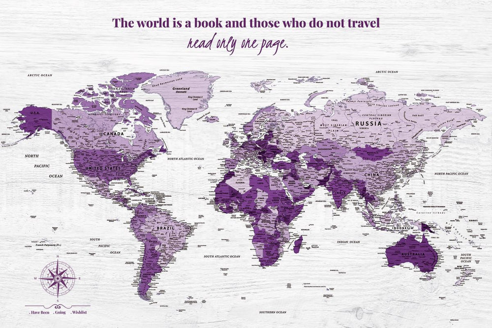 World's A Book I Push Pin World Map