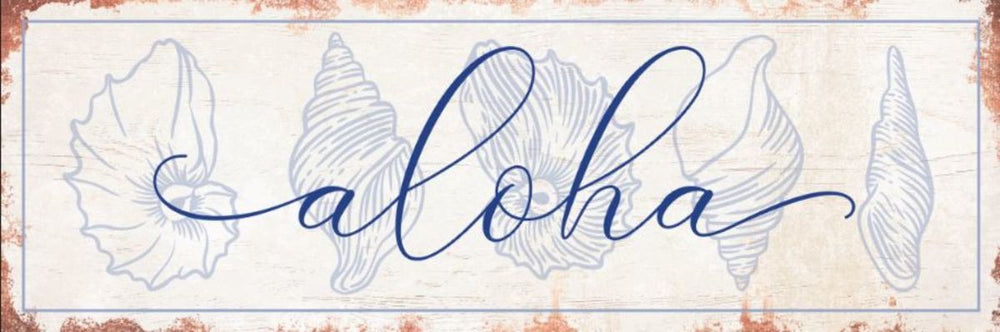 Aloha Shells Typography Sign Wall Art