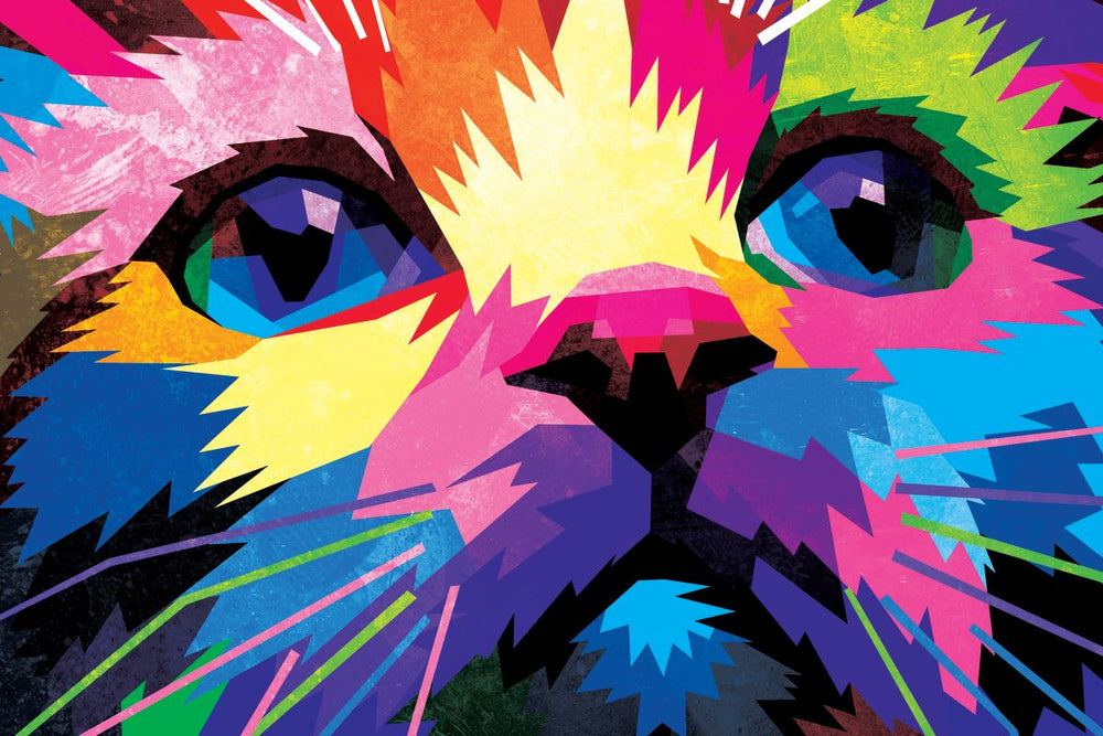 Cat Multicolored Abstract