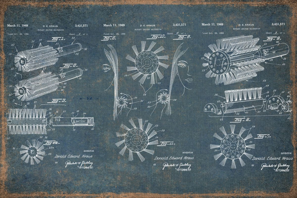 Rotary Driven Hairbrush Teal Patent