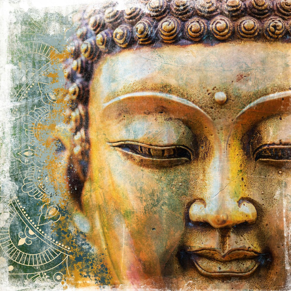 Golden Buddha Face Close Up