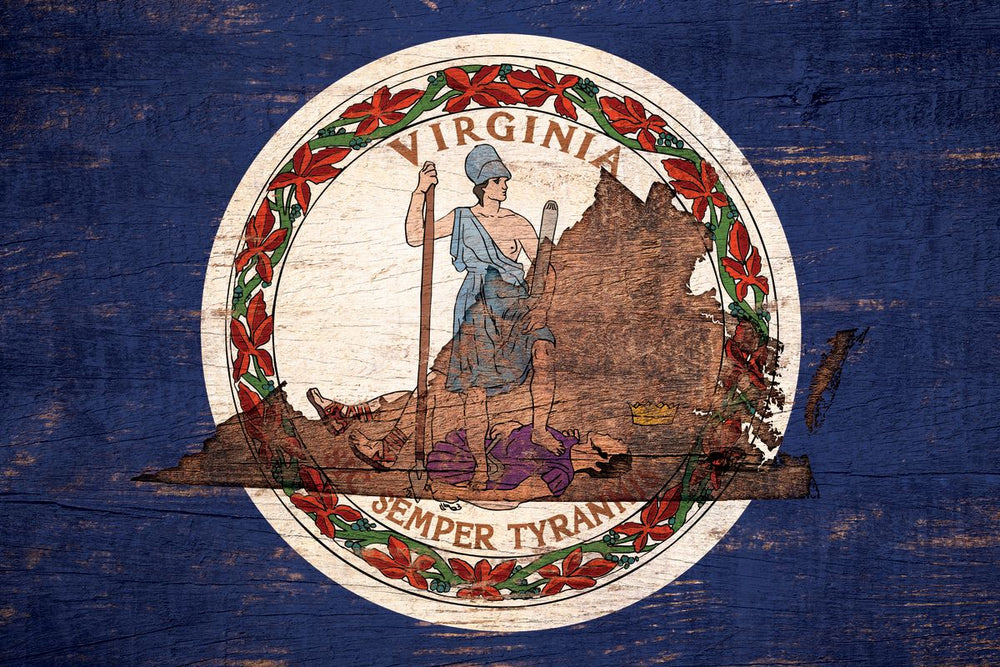 State Map Over Virginia Flag