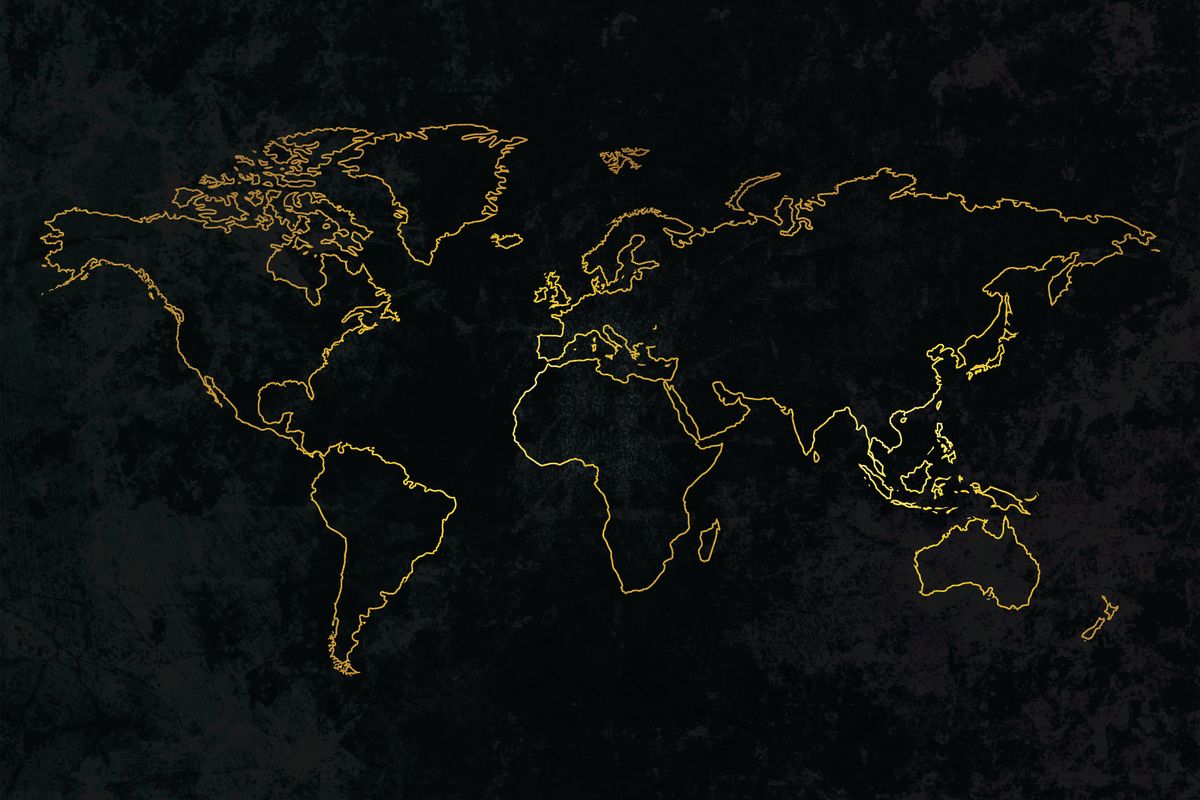 Gold Outline World Map