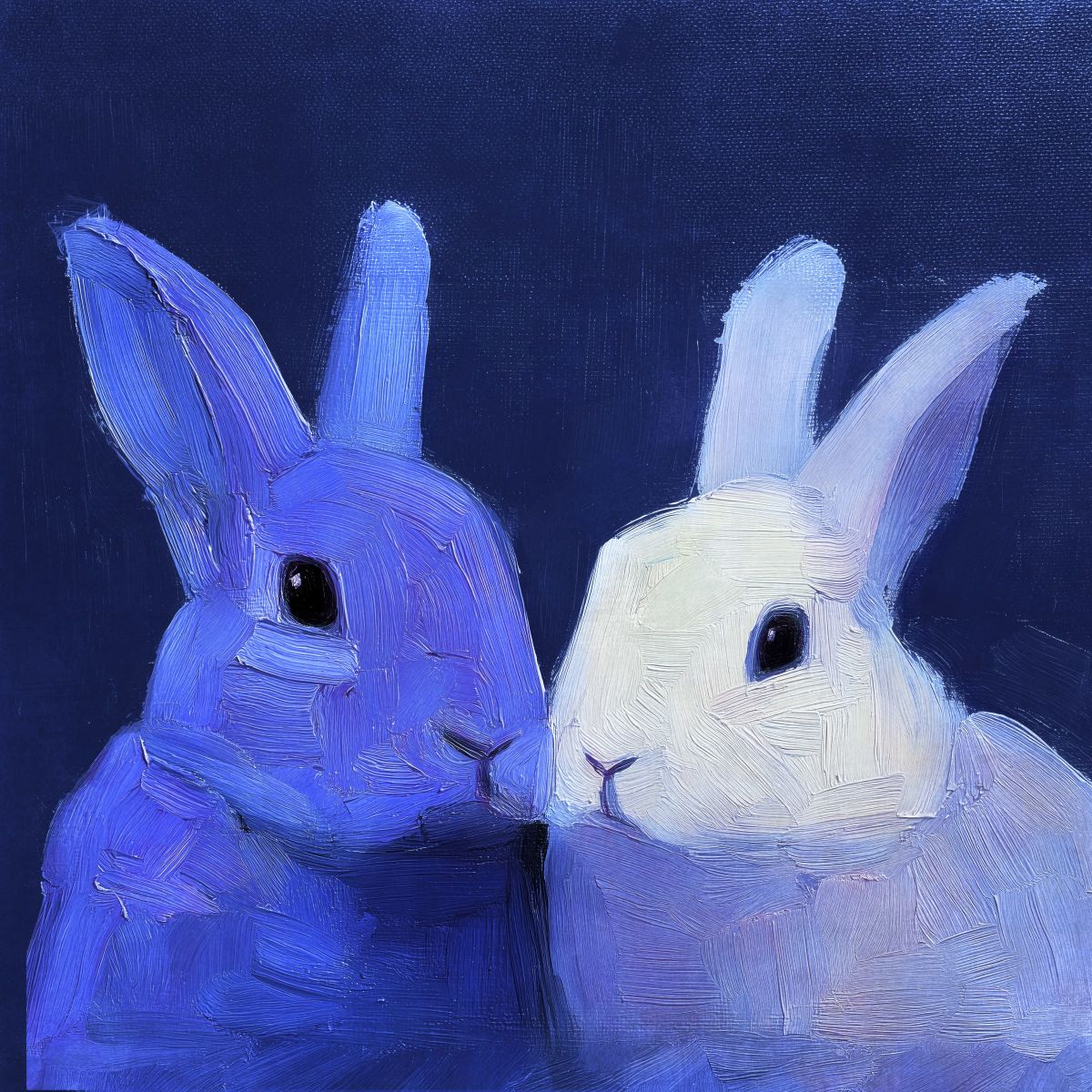 Blue and White Rabbit Pair