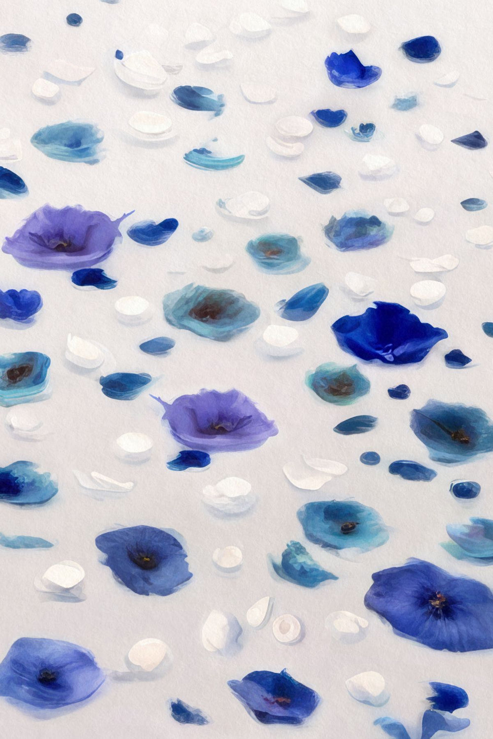 Abstract Scattered Blue Flowers
