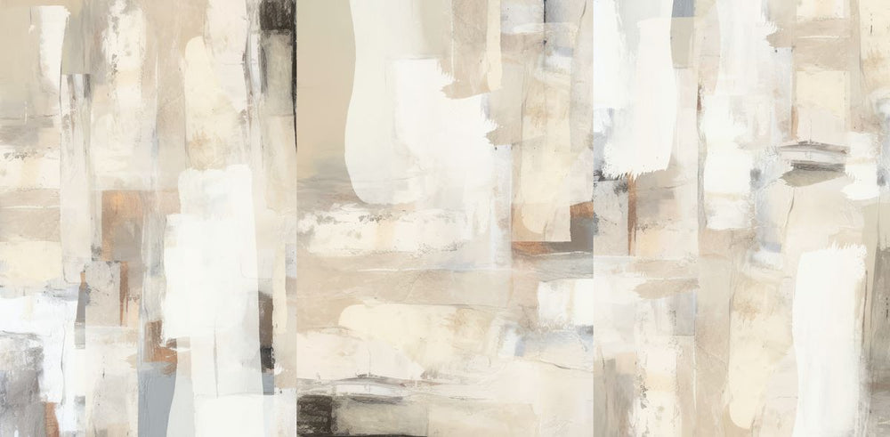 Abstract Soft Beige Triptych