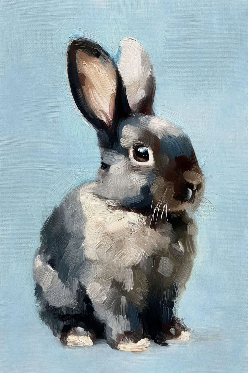 Impressionist Gray Rabbit Oil Painting