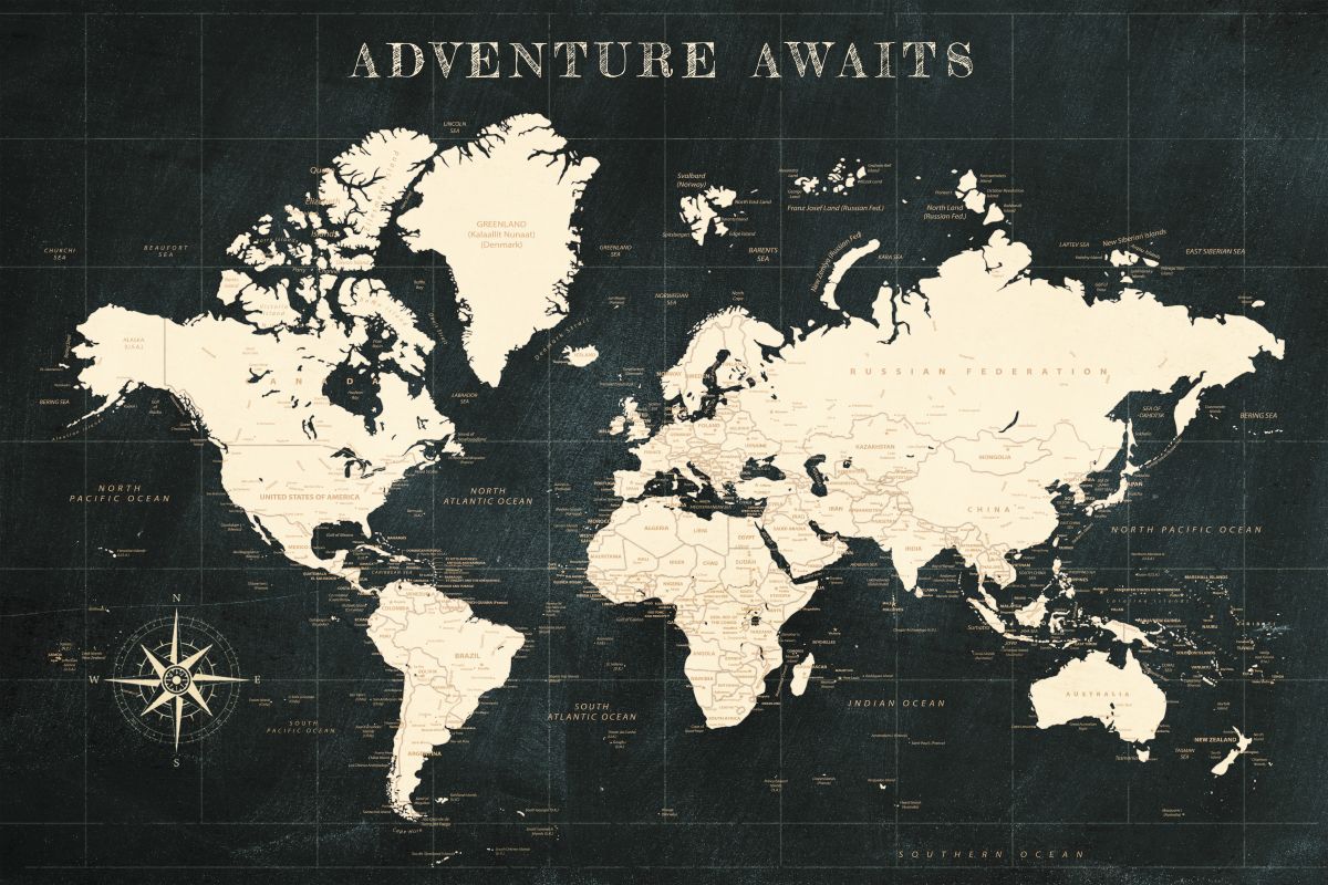 Adventure Awaits II Push Pin World Map